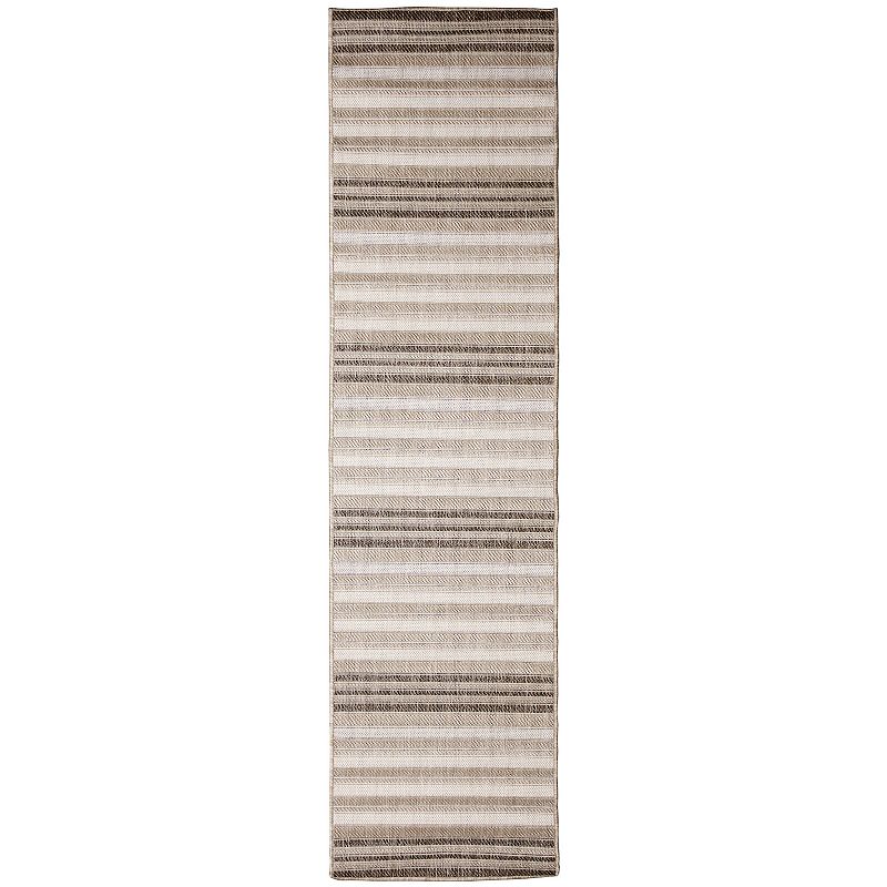 Liora Manne Malibu Faded Stripe Indoor Outdoor Rug, Beig/Green, 6.5X9 Ft