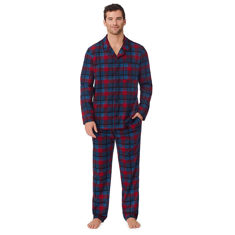 Mens Cuddl Duds Cabin Fleece Pajama Set, Size: Small, Red