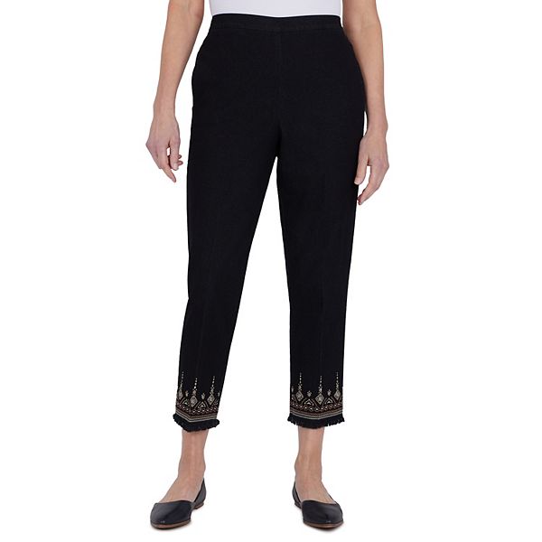 Petite Alfred Dunner Embroidered Denim Ankle Pants
