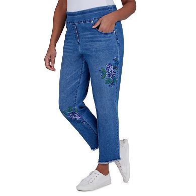 Petite Alfred Dunner Indigo Daze Super Stretch Embroidered Ankle Jeans