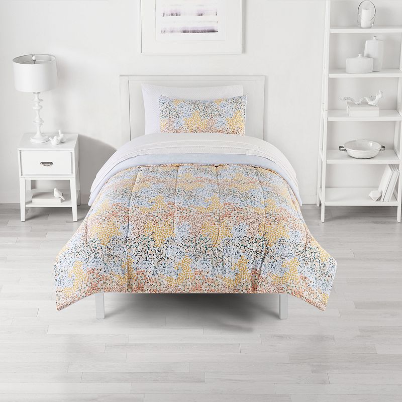 The Big One Elowin Floral Plush Reversible Comforter Set with Sheets, Full