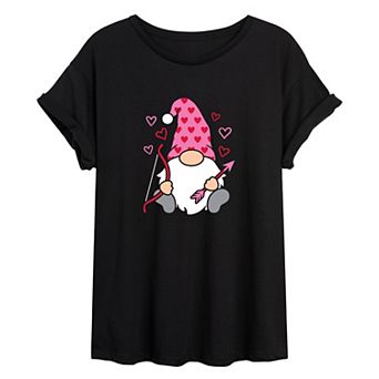 Juniors' Cupid Gnome Oversized Tee