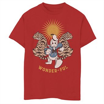 Disney's Mickey And Friends Boys 8-20 Donald Duck Wonder-ful New Years Donald And Two Tigers Logo Tee