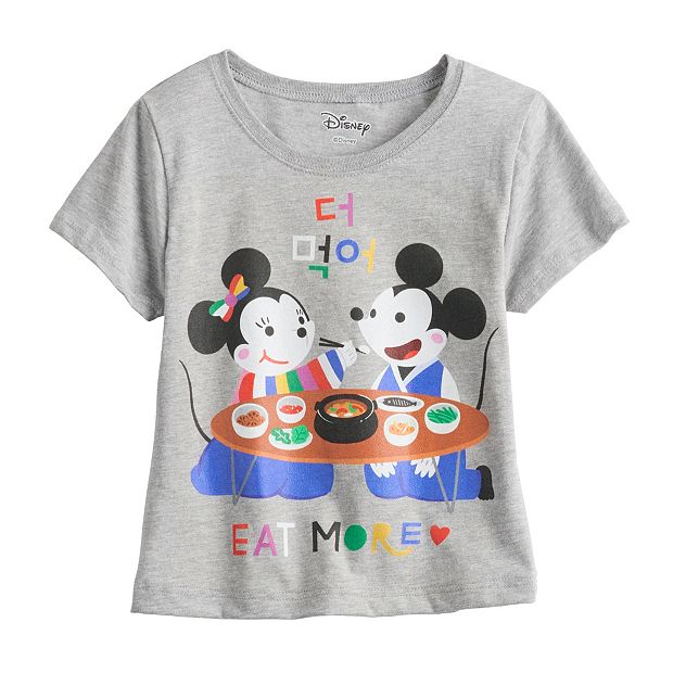 Girls 7-16 Disney Mickey And Minnie Mouse Eating Together Tee