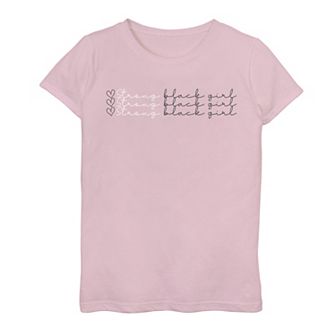Girls Licensed Character Girls Heart Strong Black Girl Cursive Writing Tee