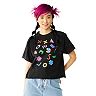 Juniors' Hangul & Abstract Shapes Mineral Wash Crop Top Graphic Tee
