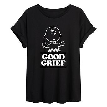 Juniors' Peanuts Good Grief Oversized Tee