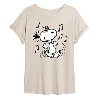 Juniors' Peanuts Snoopy Oversized Tee