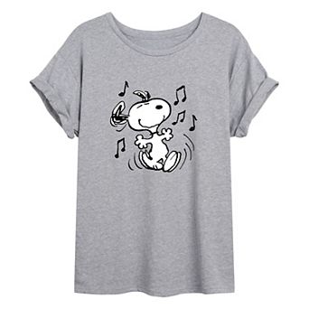 Juniors' Peanuts Snoopy Oversized Tee