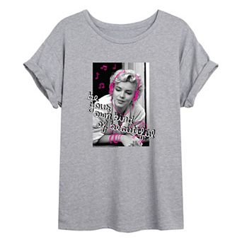 Juniors' Marilyn Monroe Sketch Oversized Tee