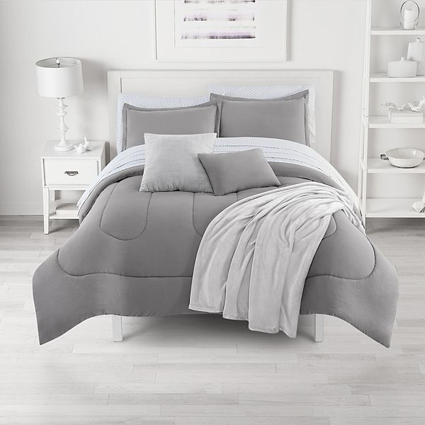 King size: The Big One® Extra Soft Reversible Comforter Set with Sheets, Throw & Decorative Pillows. Kohls