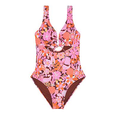 Juniors' Ninety-Nine Degrees° Knot-Front Halter One-Piece Swimsuit
