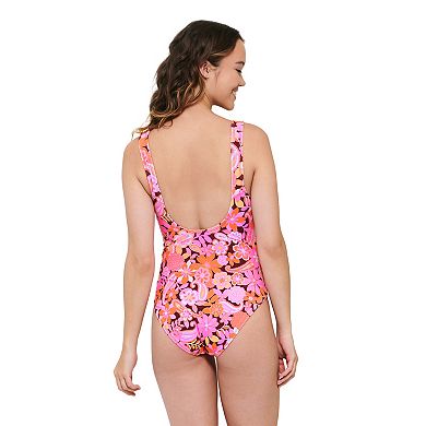 Juniors' Ninety-Nine Degrees° Knot-Front Halter One-Piece Swimsuit