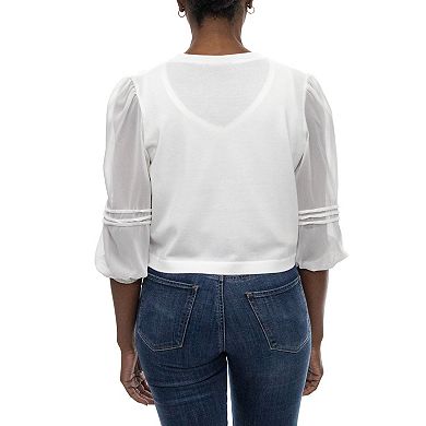 Women's Nina Leonard Simulated-Pearl Bolero Jacket