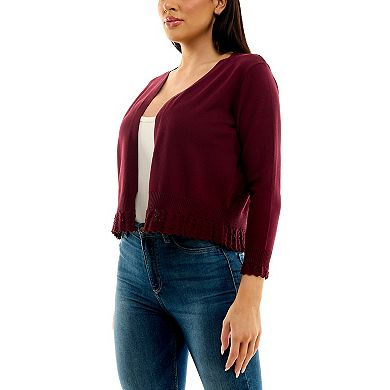  Women's Nina Leonard Pointelle-Trim Bolero