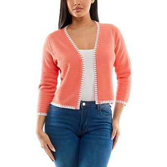 Women's Nina Leonard Waffle-Weave Bolero Jacket
