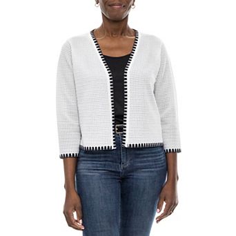 Women's Nina Leonard Waffle-Weave Bolero Jacket