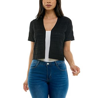 Women's Nina Leonard Novelty Stitch Bolero Jacket