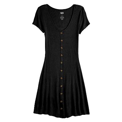Juniors' SO® Button-Front Skater Dress