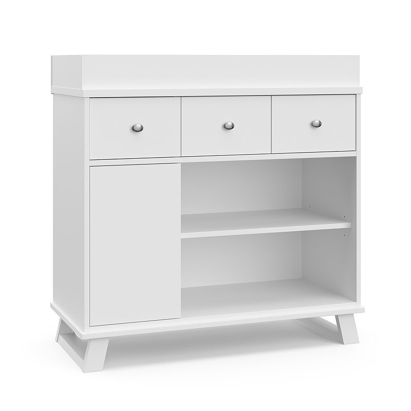 Storkcraft Modern 2-Drawer Dresser with Removable Changing Table Topper - White