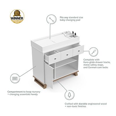 storkcraft modern 2 drawer changing table dresser Brookside 2 Drawer Chest with Removable Changing Topper