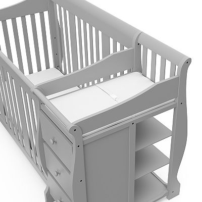 Storkcraft Portofino 4 in 1 Convertible Crib and Changer Pebble Gray