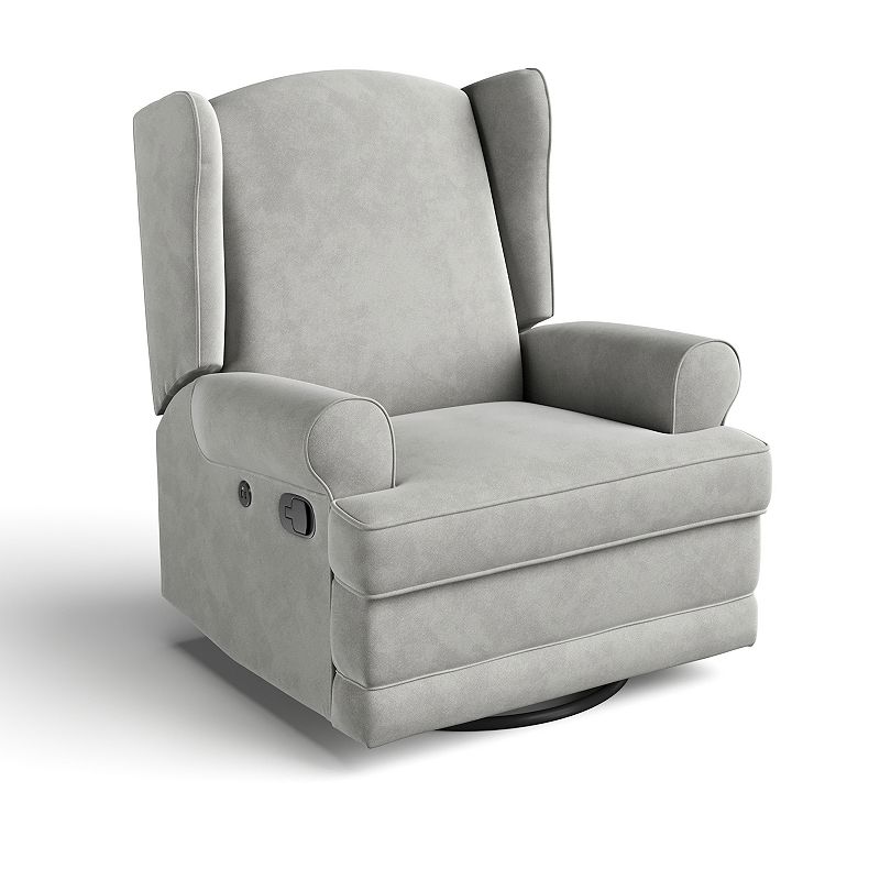 Storkcraft Serenity Wingback Upholstered Side Lever Reclining Glider with USB Charging Port - Steel