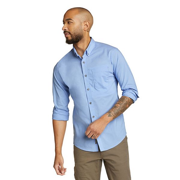 Men's Eddie Bauer Voyager Long Sleeve Button-Down Shirt - French Blue (M)