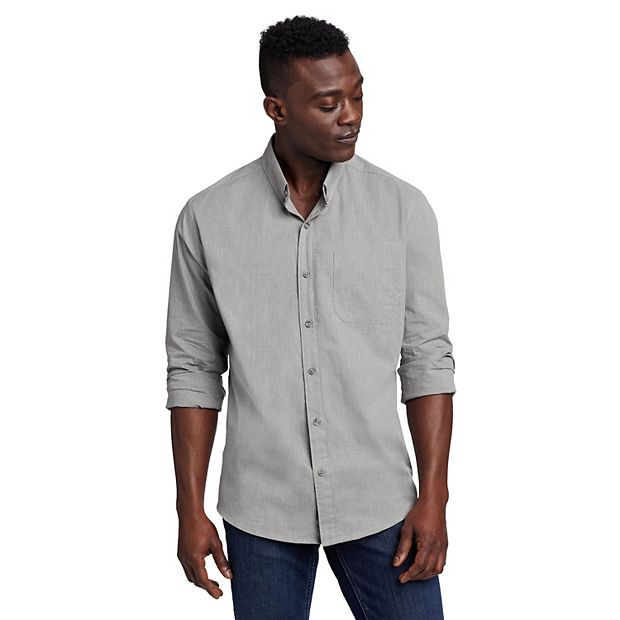 Men's Eddie Bauer Voyager Long Sleeve Button-Down Shirt, Size: XL, Med Grey