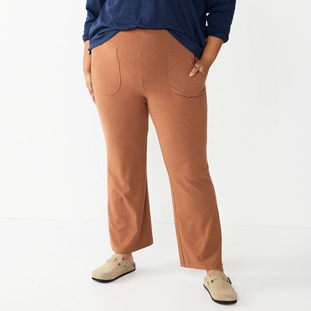 Plus Size Extra Soft Leggings for Tall and Curvy - Khaki.