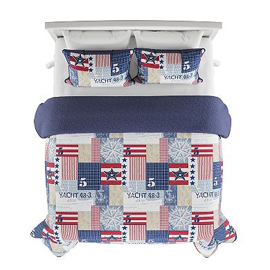 Hastings Home Nautical Americana Quilt Set with Shams