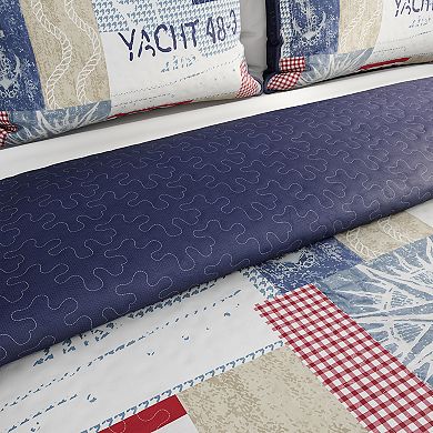Hastings Home Nautical Americana Quilt Set with Shams