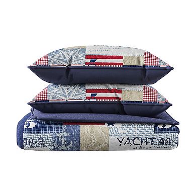 Hastings Home Nautical Americana Quilt Set with Shams