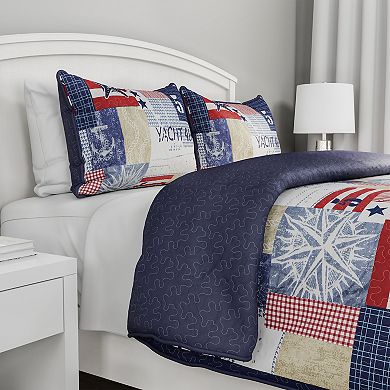 Hastings Home Nautical Americana Quilt Set with Shams