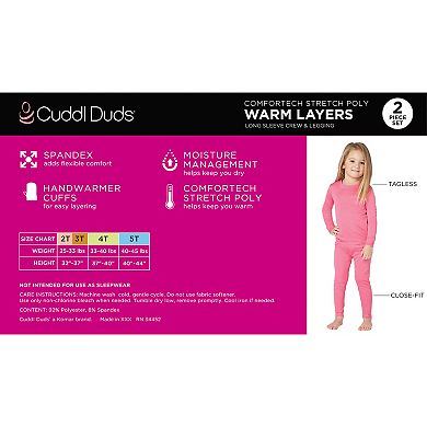 Toddler Girls Cuddl Duds® Unicorns Comfortech Stretch Poly 2-Piece Base Layer Set