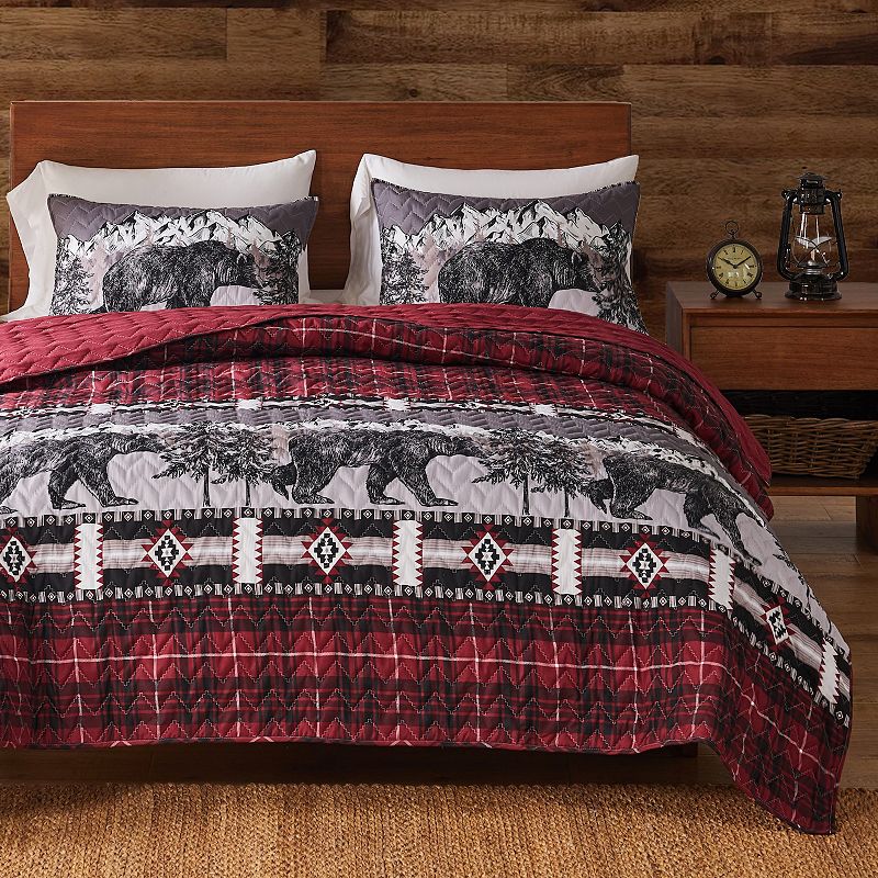 Barefoot Bungalow Timberline Quilt Set with Shams, Red, Twin