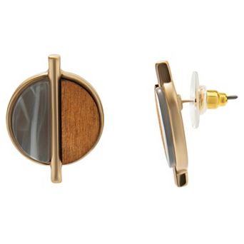 Sonoma Goods For Life® Gold Tone Wood Circle Stud Earrings