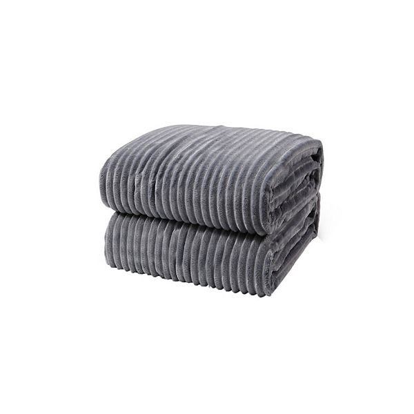 L'baiet Modern Ribbed Queen Blanket 90"x90" 100 Polyester, Fluffy