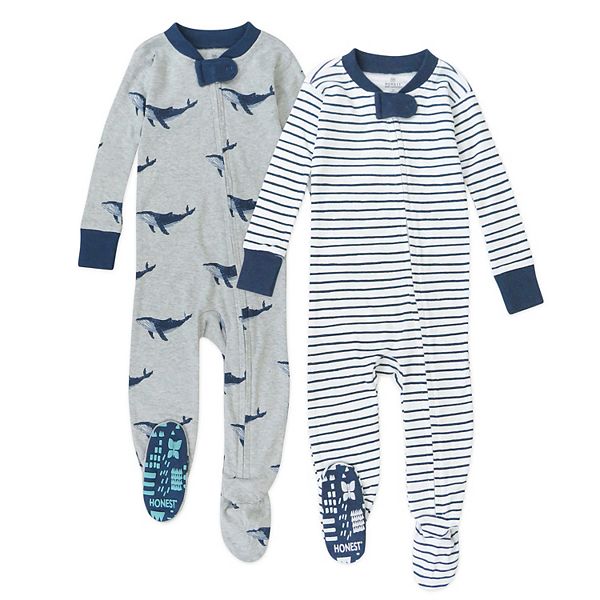 HonestBaby Baby 2-Pack Organic Cotton Footed Pajama Sleep & Play