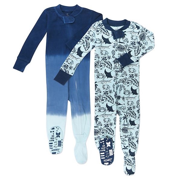 Baby Boy HONEST BABY CLOTHING 2 Pack Organic Cotton Footed Pajamas