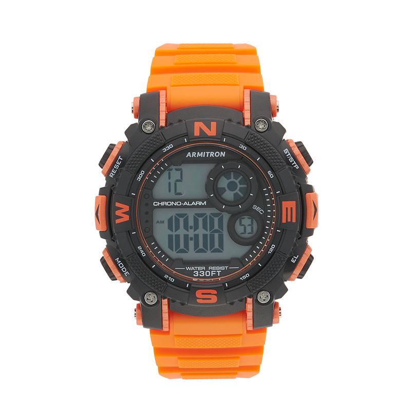 Armitron Pro Sport Mens Orange Strap Digital Watch - 40-8284BOR, Size: XL