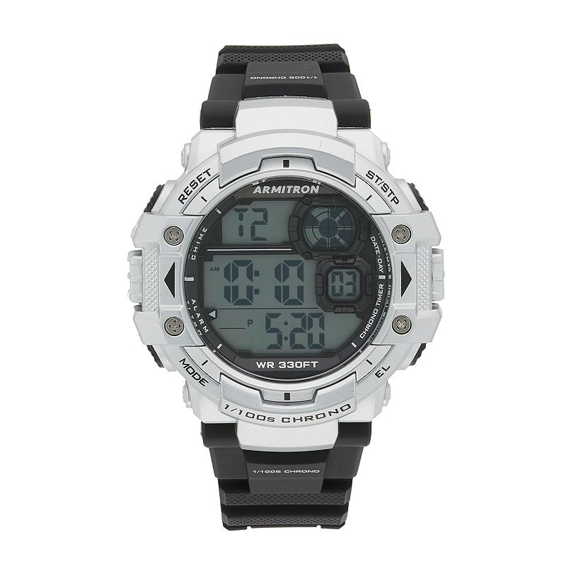 Armitron Pro Sport Mens Black EL LCD Chronograph Watch - 40-8309SVB, Size: