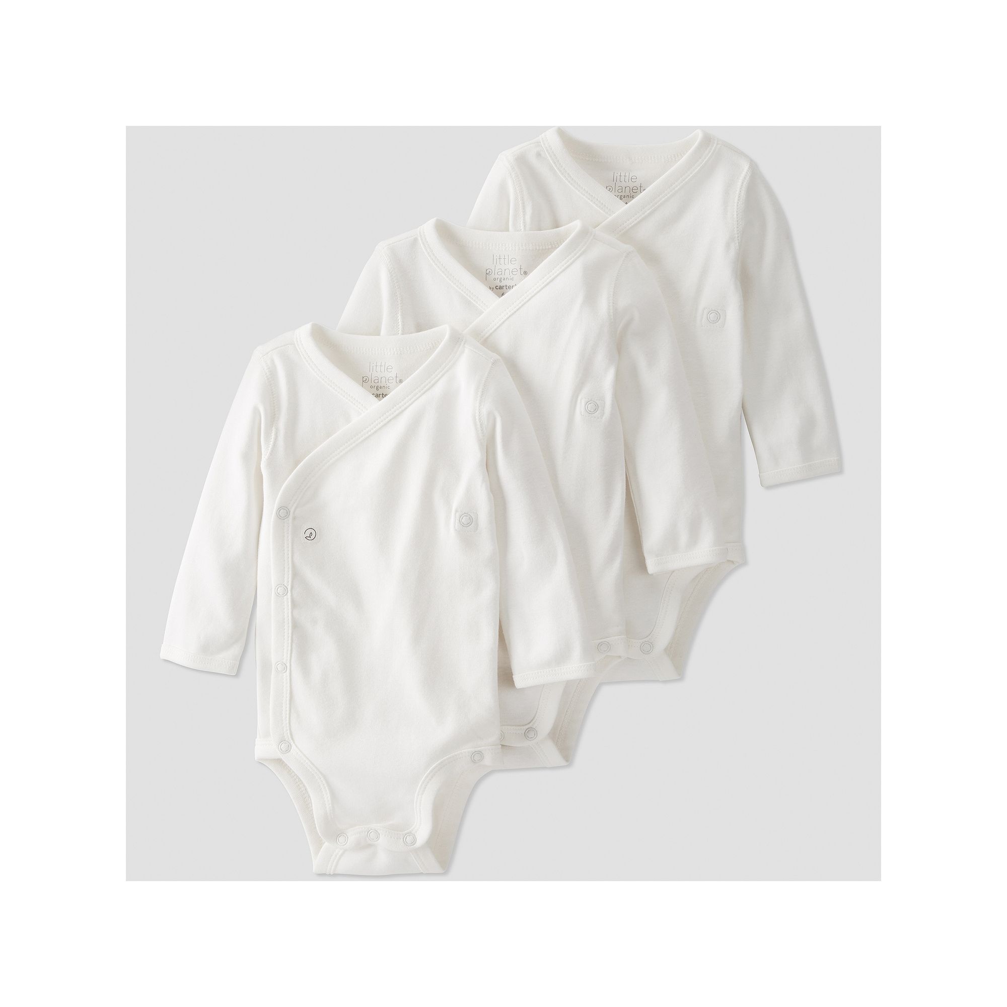 Baby Little Planet by Carters 3-Pack Organic Cotton Rib Wrap Bodysuits, Bo
