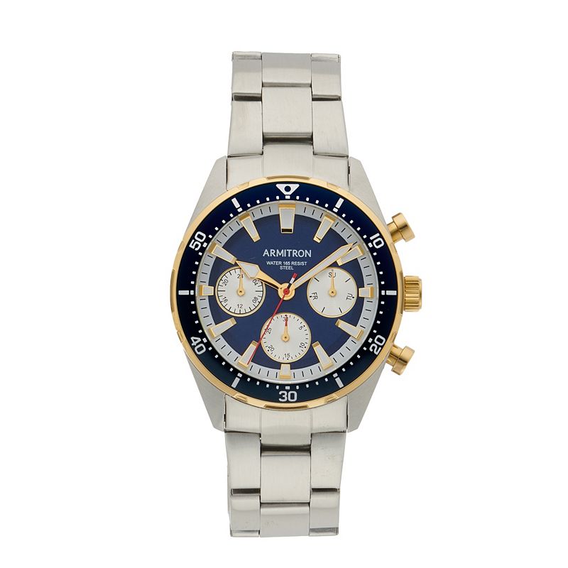 Armitron Men's Two Tone Stainless Steel Link Watch - 20-5486NVTT, Size: Large, Blue