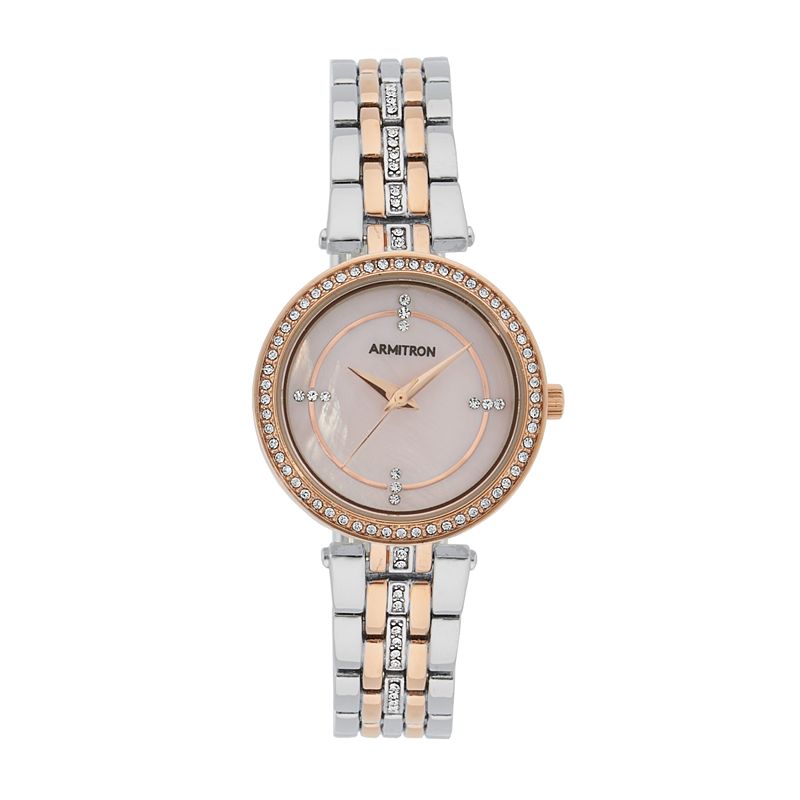 Armitron Womens Two Tone Crystal Accent Bracelet Watch - 75-5803PMTR, Size