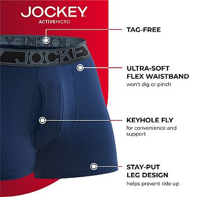 Men's Jockey 3-Pack Active Microfiber 2.5" Trunk Briefs