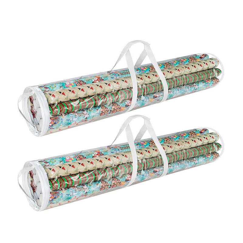 Hastings Home 40 Roll Wrapping Paper Storage Bag 2-pack Set, White