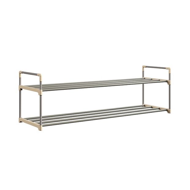 Coonoor 2-Tier Long Shoe Rack Storage for Wide Shoe Shelf Organizer ,Silver