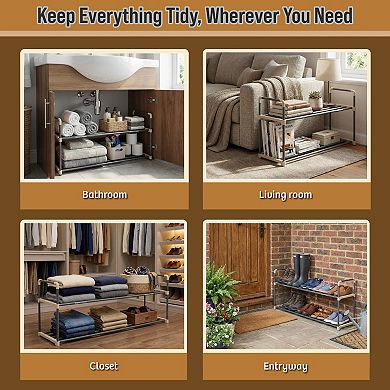 Hastings Home 2-Tier Shoe Storage Rack