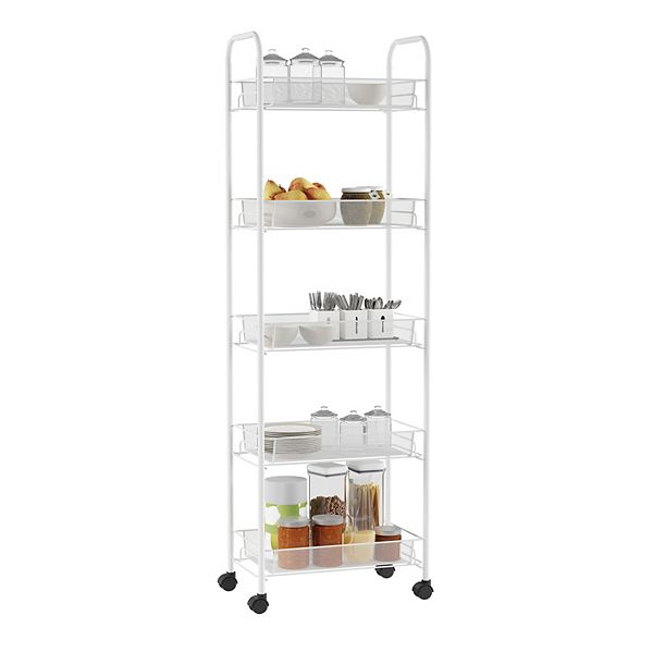 Hastings Home 5Tiered Narrow Rolling Storage Shelves